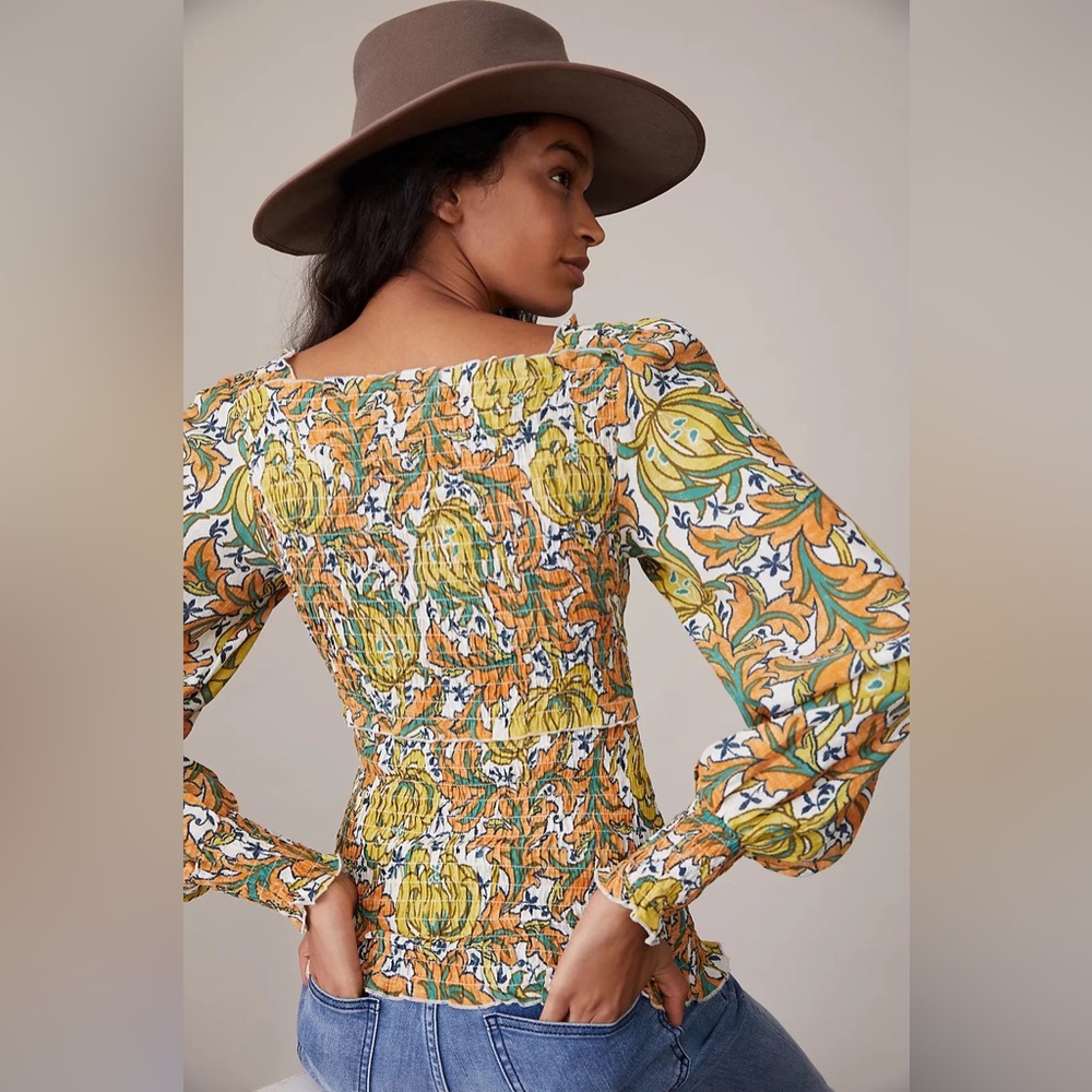 ANTHROPOLOGIE Smocked Femme Elastic Blouse | XS | NWT - Picture 4 of 6